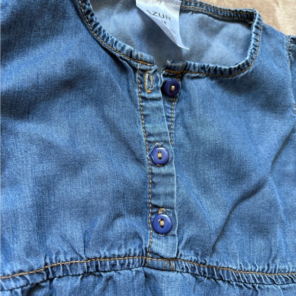 Blue Ruffled Buttoned Sundress with Flutter Cap Sleeves - Picture 2 of 3